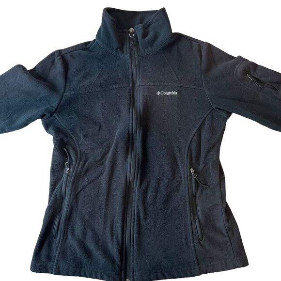 Columbia Full Zip Fleece Jacket Womens Sz. Medium Black Outdoor Gorpcore - Picture 3 of 14